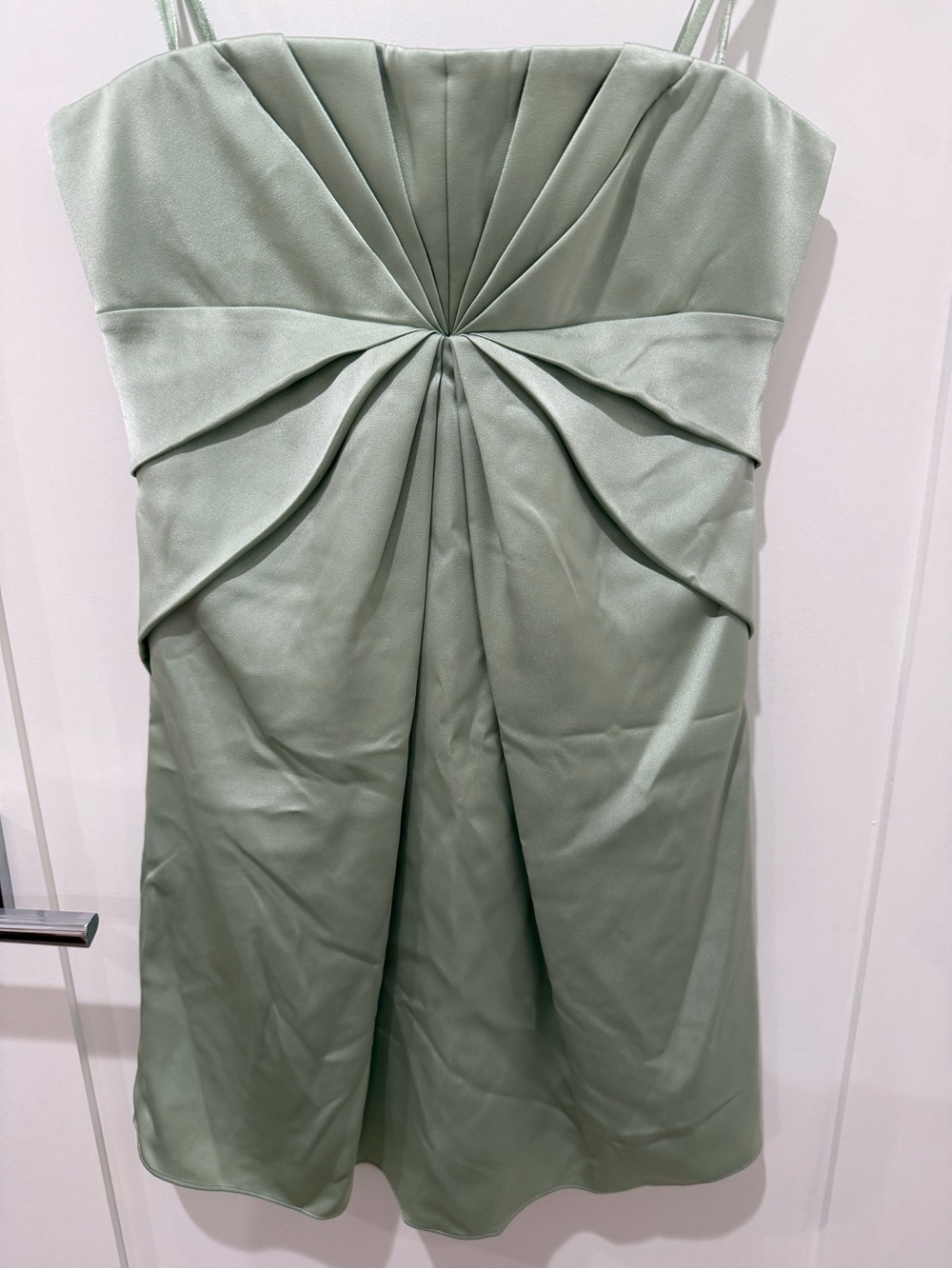 New with tags! BCBGMaxAzria Vintage Mint Green Strapless Pleated Mini Dress